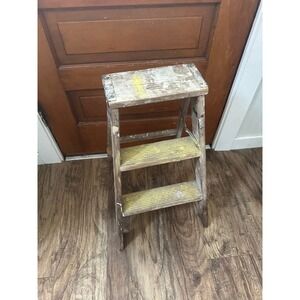 Vintage Wooden 24” Step Ladder, Stool, Rustic Country, Farmhouse, Granny Chic,